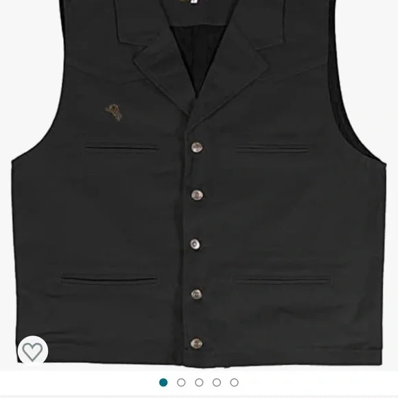 Wyoming Traders Black Bronco Canvas Vest L-3xl - Picture 3 of 6